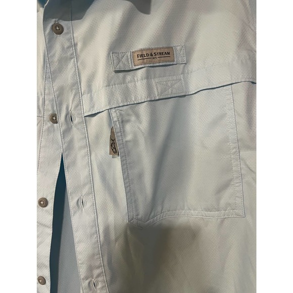 Mens X-Large XL Field and Stream Fishing Blue Button Down Casual Shirt - Picture 5 of 10